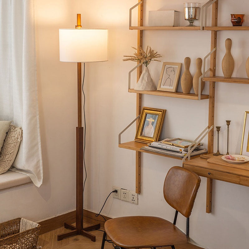 Adjustable Vintage Wood Floor Lamp with LED