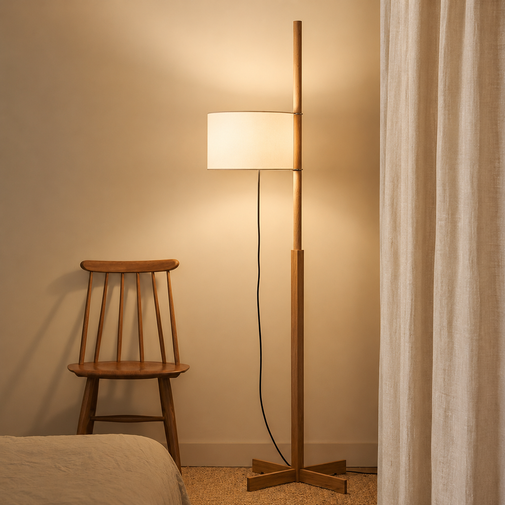 Adjustable Vintage Wood Floor Lamp
