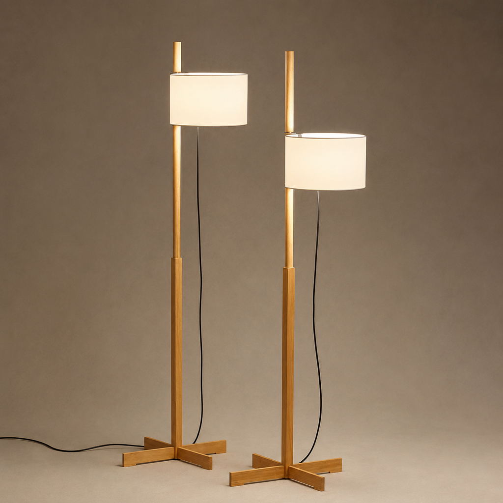 Adjustable Vintage Wood Floor Lamp