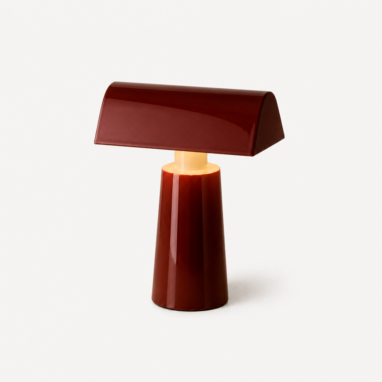 Vintage Rechargeable USB Desk Lamp in Retro Red on smoky white background